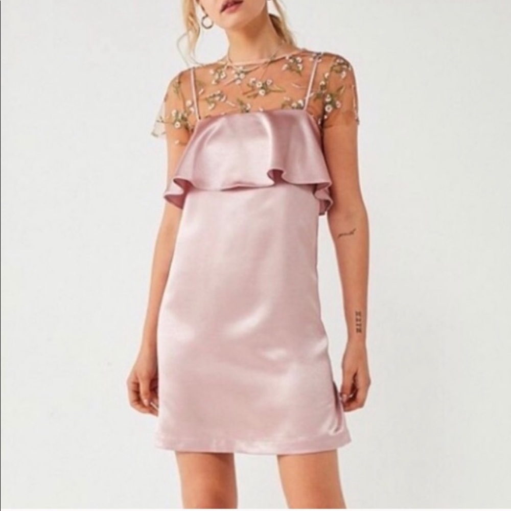 Kimchi blue pink satin slip dress
